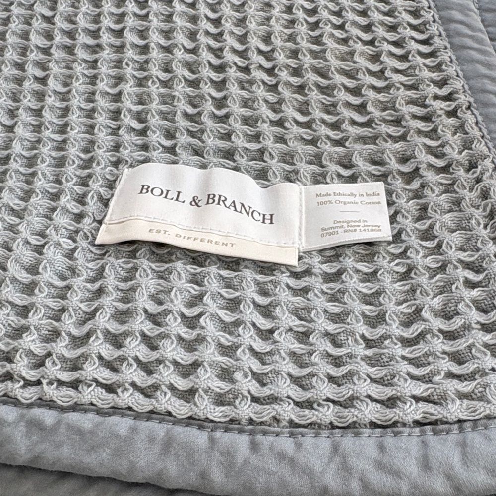 Boll & Branch Signature Textured Stitch Quilt in Bluestone $549